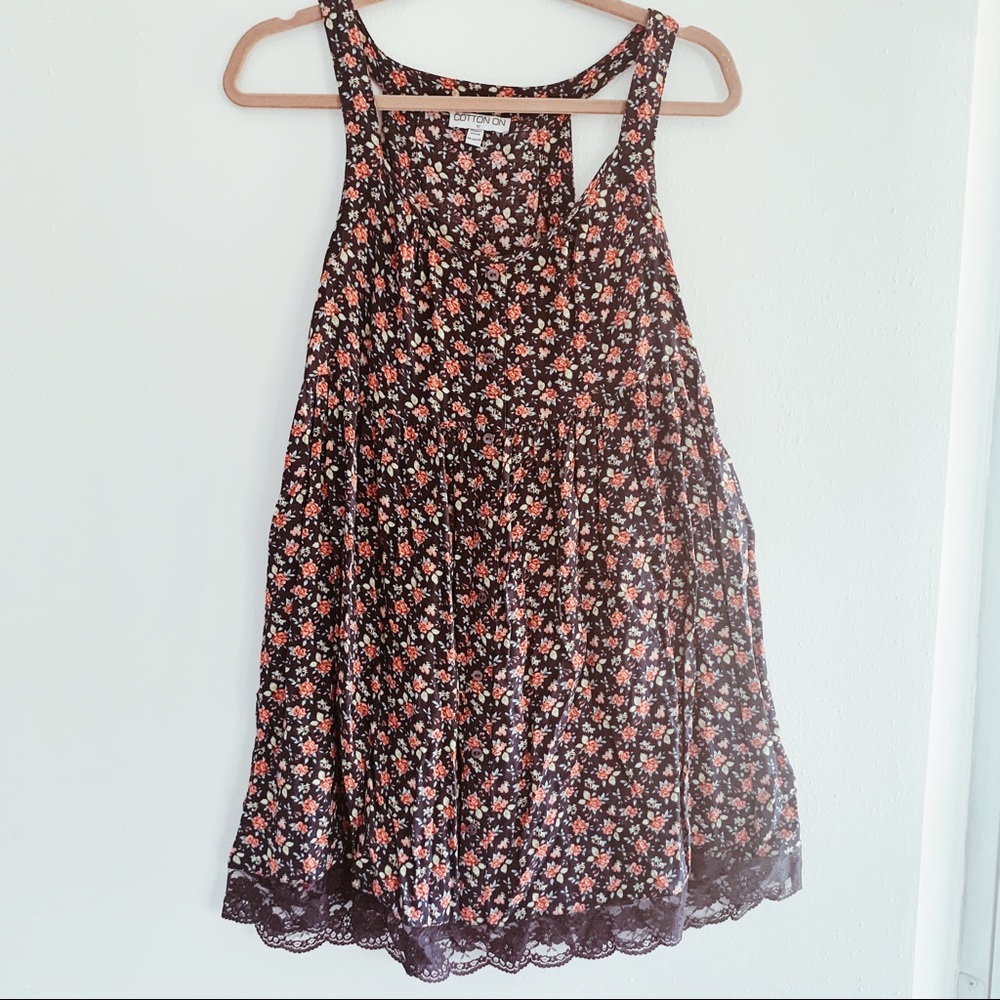 Navy mini dress with small floral pattern